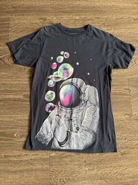 Astronaut Bubble Graphic Tee with Neon Accents